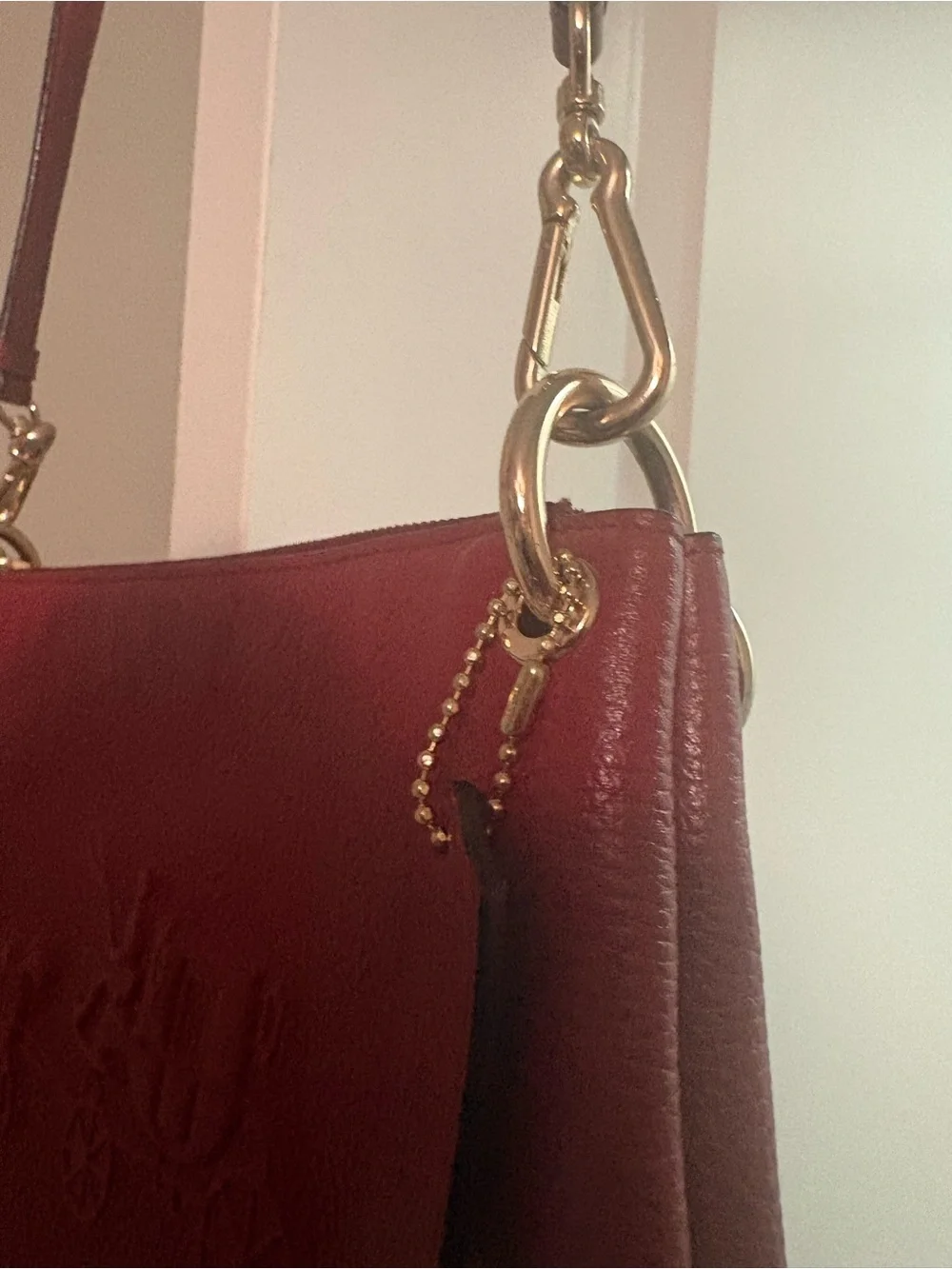 Coach embossed horse & carriage Pebbled Leather Charley pochette or Crossbody